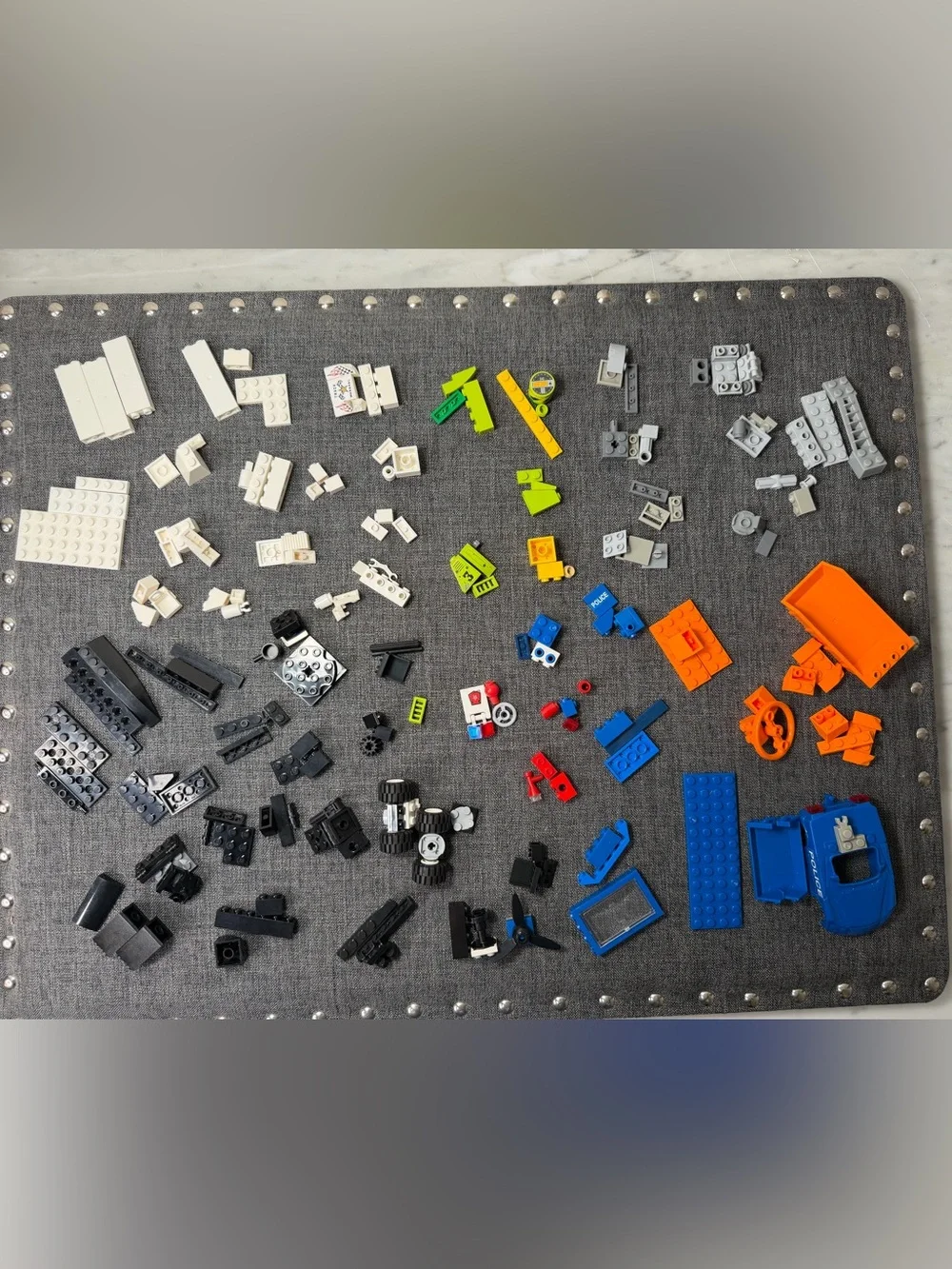 Lego Mixed Color Brick Lot - White, Black, Blue, Orange, Green, Red, Yellow